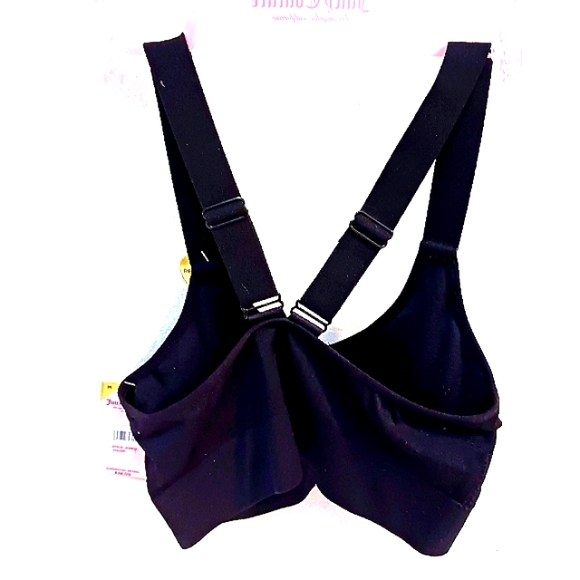 JUICY COUTURE Sports Bra IRRIDESCENT Silver Glow Letters V-Back Straps BLACK M - Picture 11 of 17